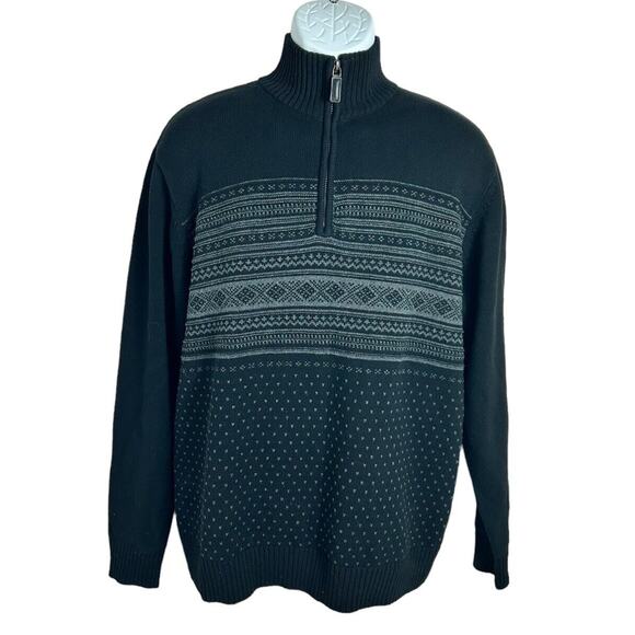 Oscar de la Renta Other - Men's Oscar De La Renta Nordic 1/4 Zip Pullover Sweater Sz L High Neck